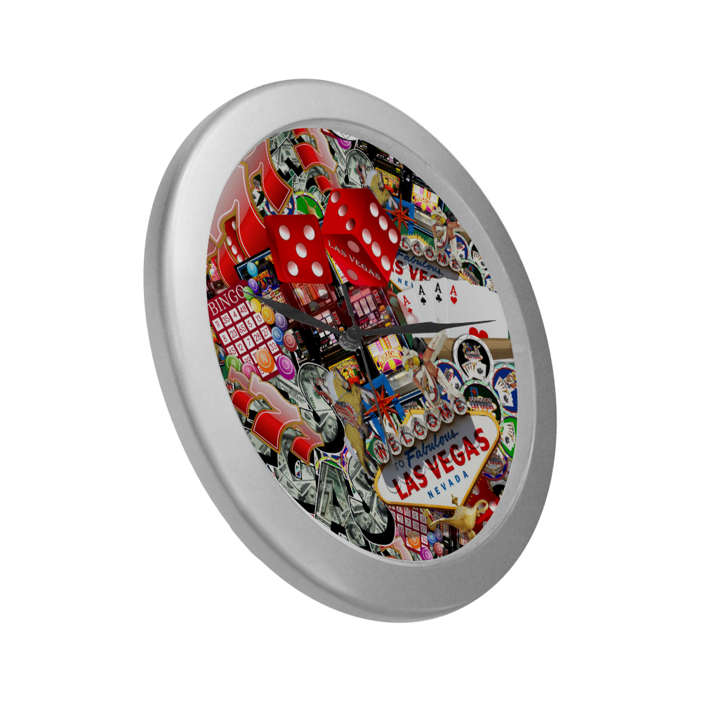 Las Vegas Icons - Gamblers Delight Silver Color Wall Clock