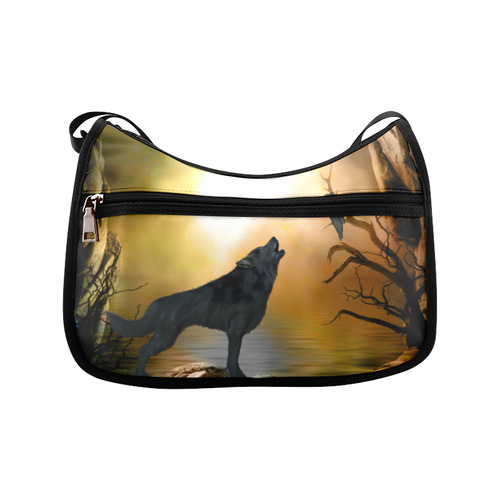 Lonely wolf in the night Crossbody Bags (Model 1616)