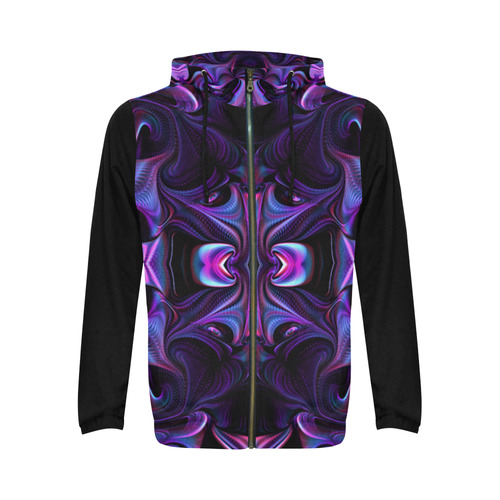 60s Psychedelic blue a mens hoodies All Over Print Full Zip Hoodie for Men (Model H14)