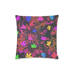 maple leaf in yellow green pink blue red with red and orange creepers plants background Custom Zippered Pillow Case 16"x16"(Twin Sides)