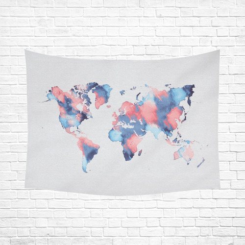 world map Cotton Linen Wall Tapestry 80"x 60"