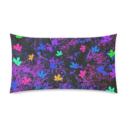 maple leaf in pink blue green yellow purple with pink and purple creepers plants background Custom Rectangle Pillow Case 20"x36" (one side)