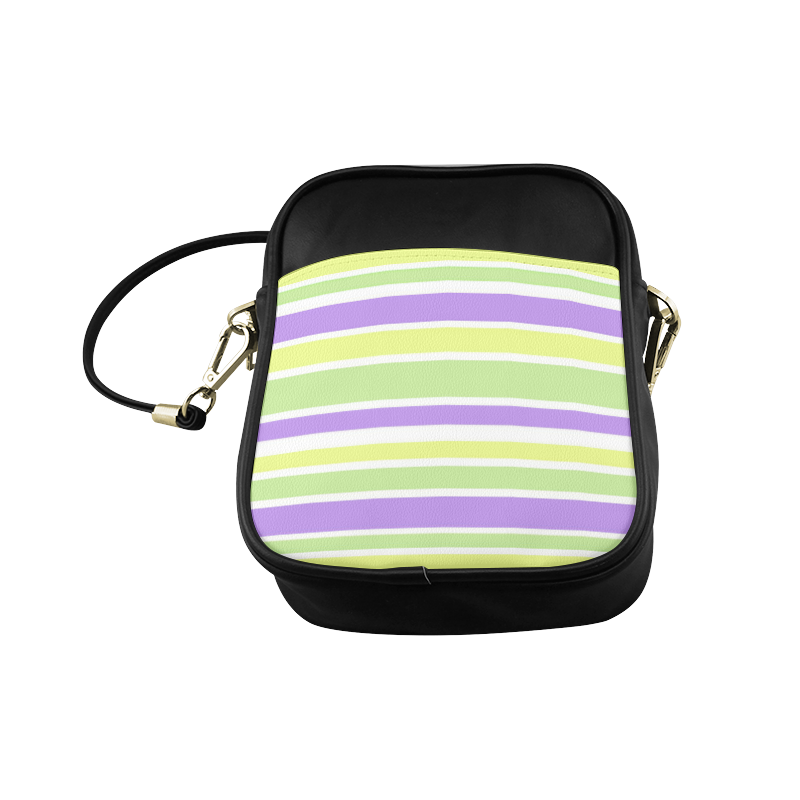 Yellow Green Purple Stripes Pattern Sling Bag (Model 1627)