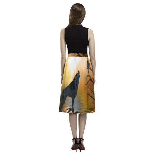 Lonely wolf in the night Aoede Crepe Skirt (Model D16)