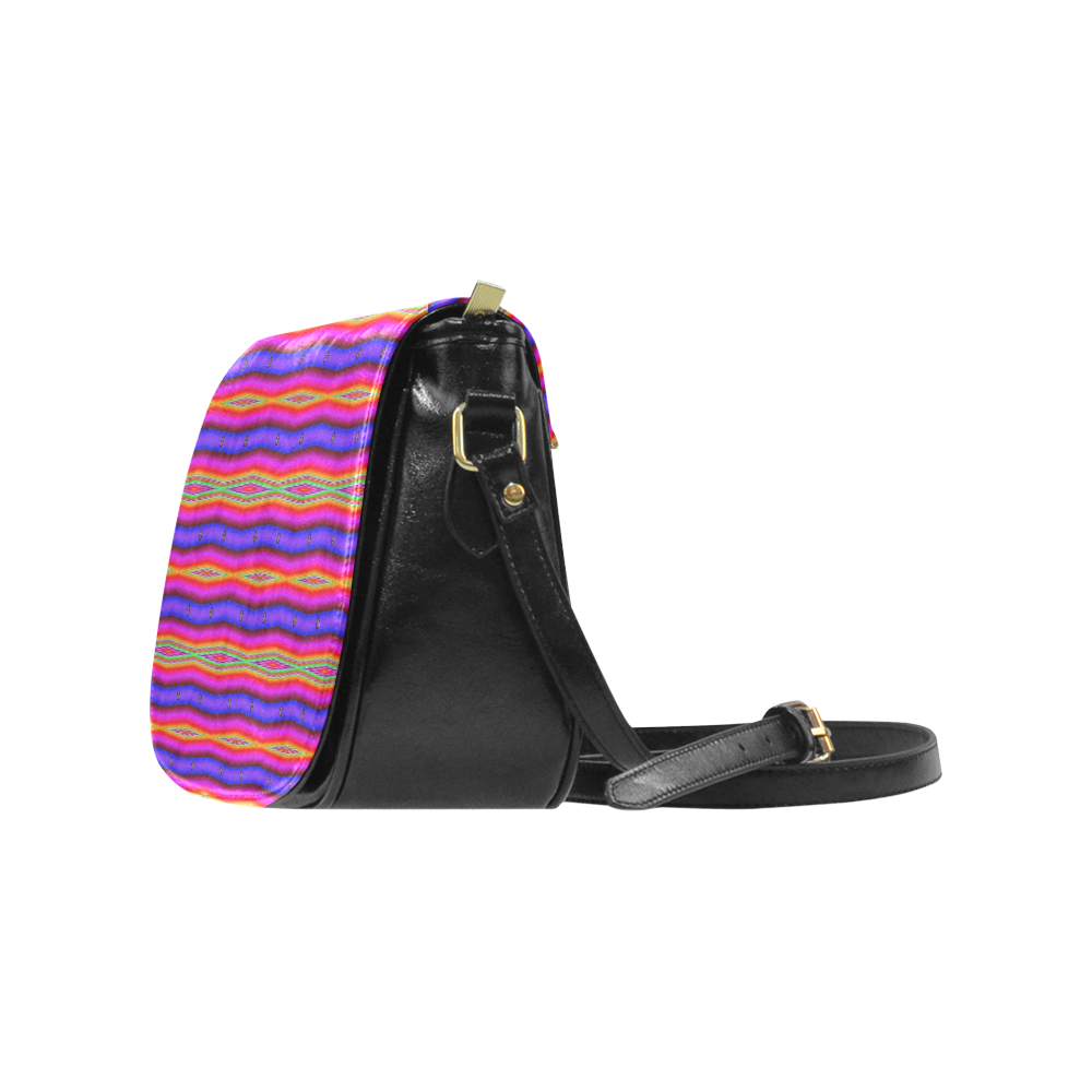 Bright Pink Purple Stripe Abstract Classic Saddle Bag/Small (Model 1648)