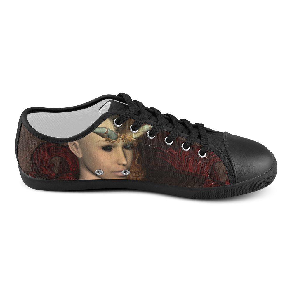 Dark fairy with horn Canvas Shoes for Women/Large Size (Model 016)