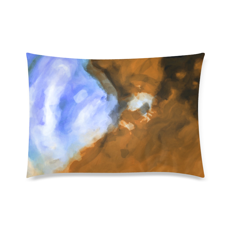 rusty psychedelic splash painting texture abstract background in blue and brown Custom Zippered Pillow Case 20"x30"(Twin Sides)
