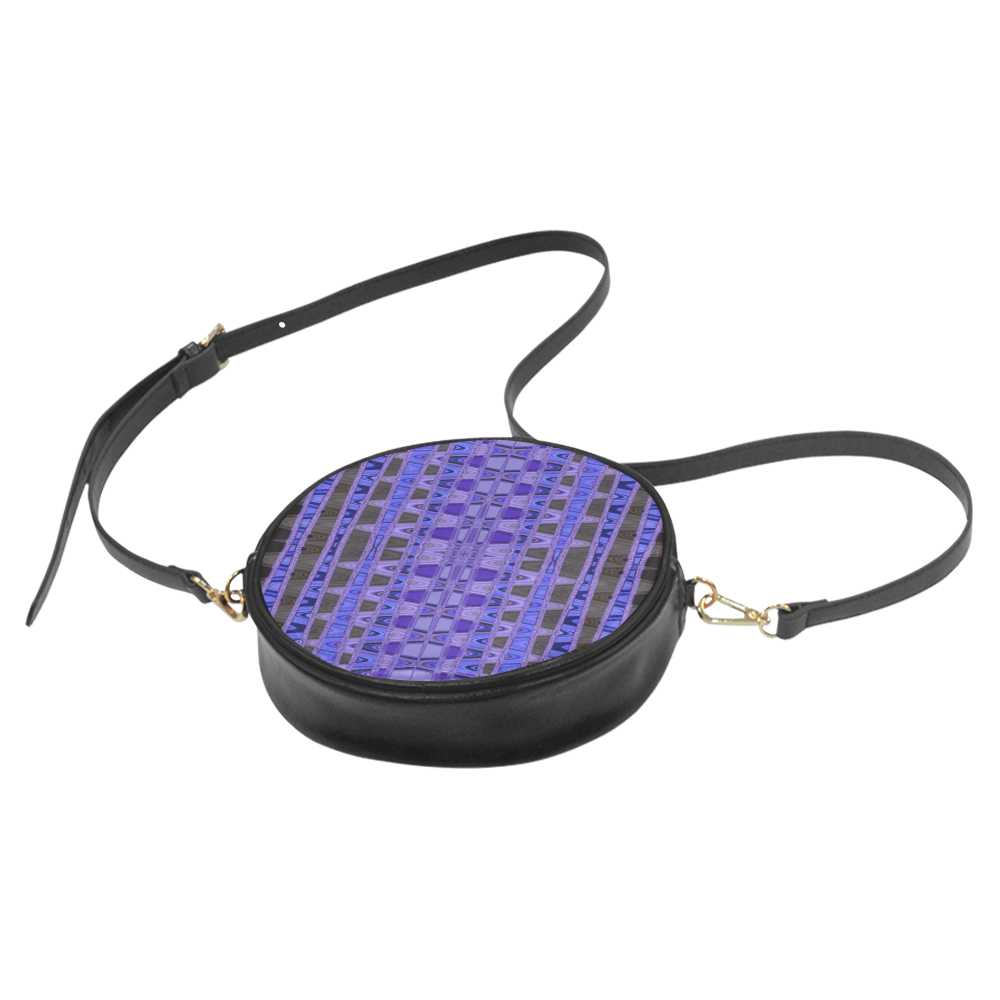 Blue Black Abstract Pattern Round Sling Bag (Model 1647)