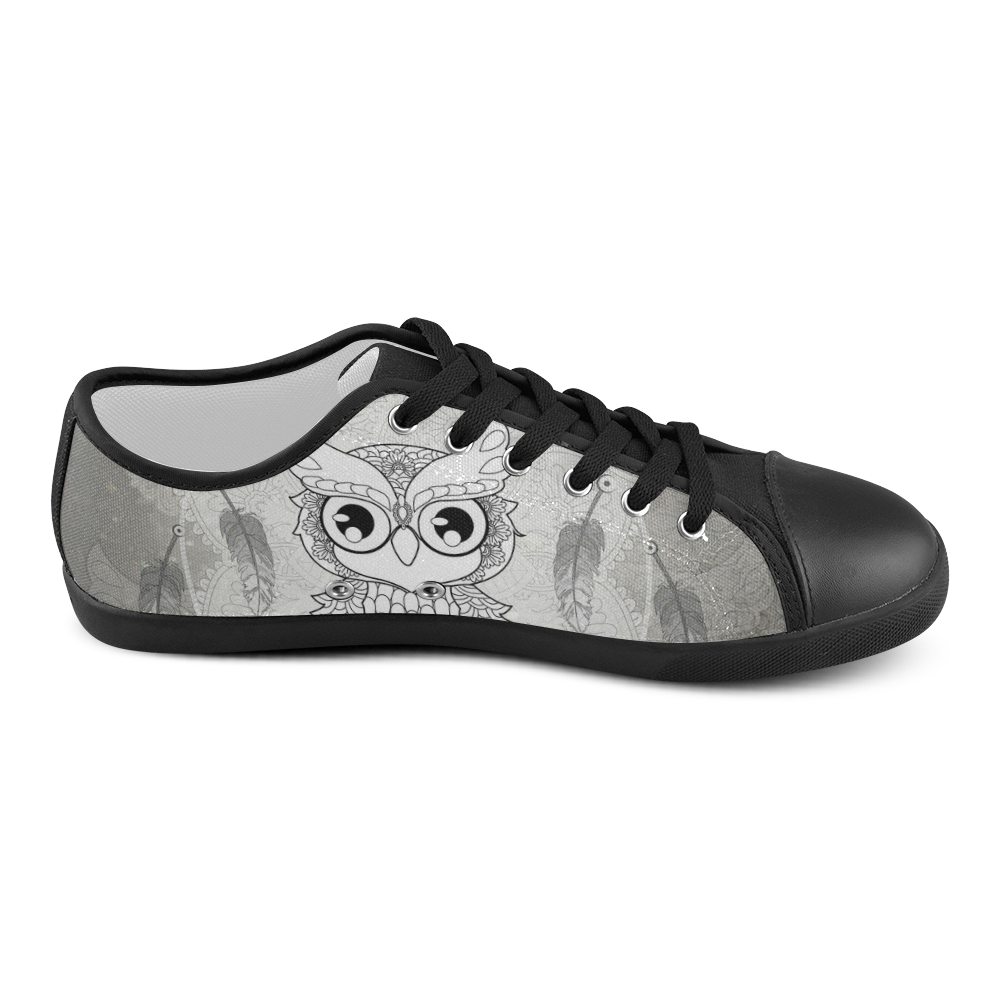 Cute owl, mandala design Canvas Shoes for Women/Large Size (Model 016)
