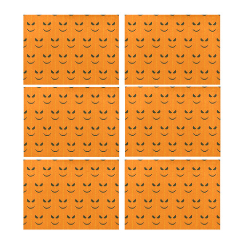 Funny Halloween - Face Pattern by JamColors Placemat 14’’ x 19’’ (Set of 6)