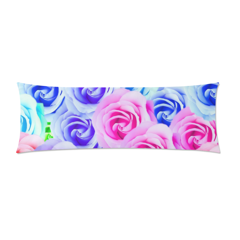 closeup colorful rose texture background in pink purple blue green Custom Zippered Pillow Case 21"x60"(Two Sides)