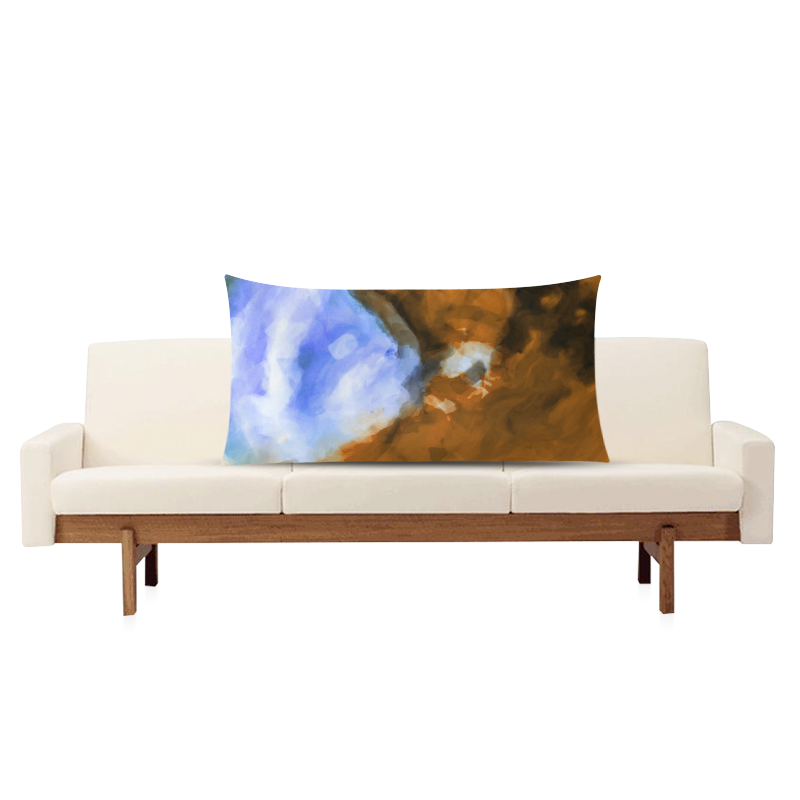 rusty psychedelic splash painting texture abstract background in blue and brown Rectangle Pillow Case 20"x36"(Twin Sides)