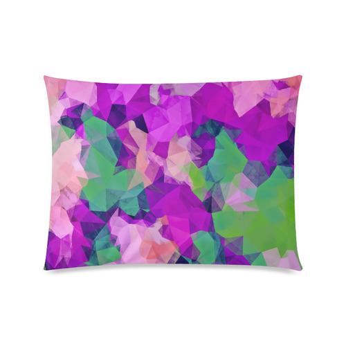 psychedelic geometric polygon pattern abstract in pink purple green Custom Picture Pillow Case 20"x26" (one side)