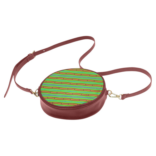Bright Green Orange Stripes Pattern Abstract Round Sling Bag (Model 1647)