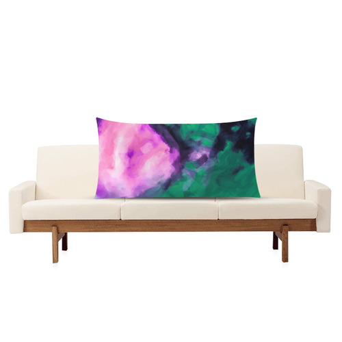 psychedelic splash painting texture abstract background in green and pink Rectangle Pillow Case 20"x36"(Twin Sides)