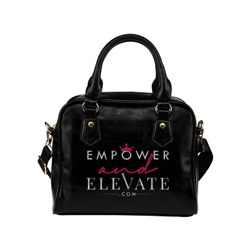 Empower & Elvate on Black Shoulder Handbag (Model 1634)