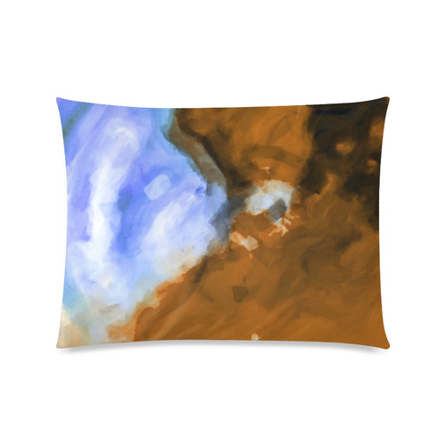 rusty psychedelic splash painting texture abstract background in blue and brown Custom Zippered Pillow Case 20"x26"(Twin Sides)