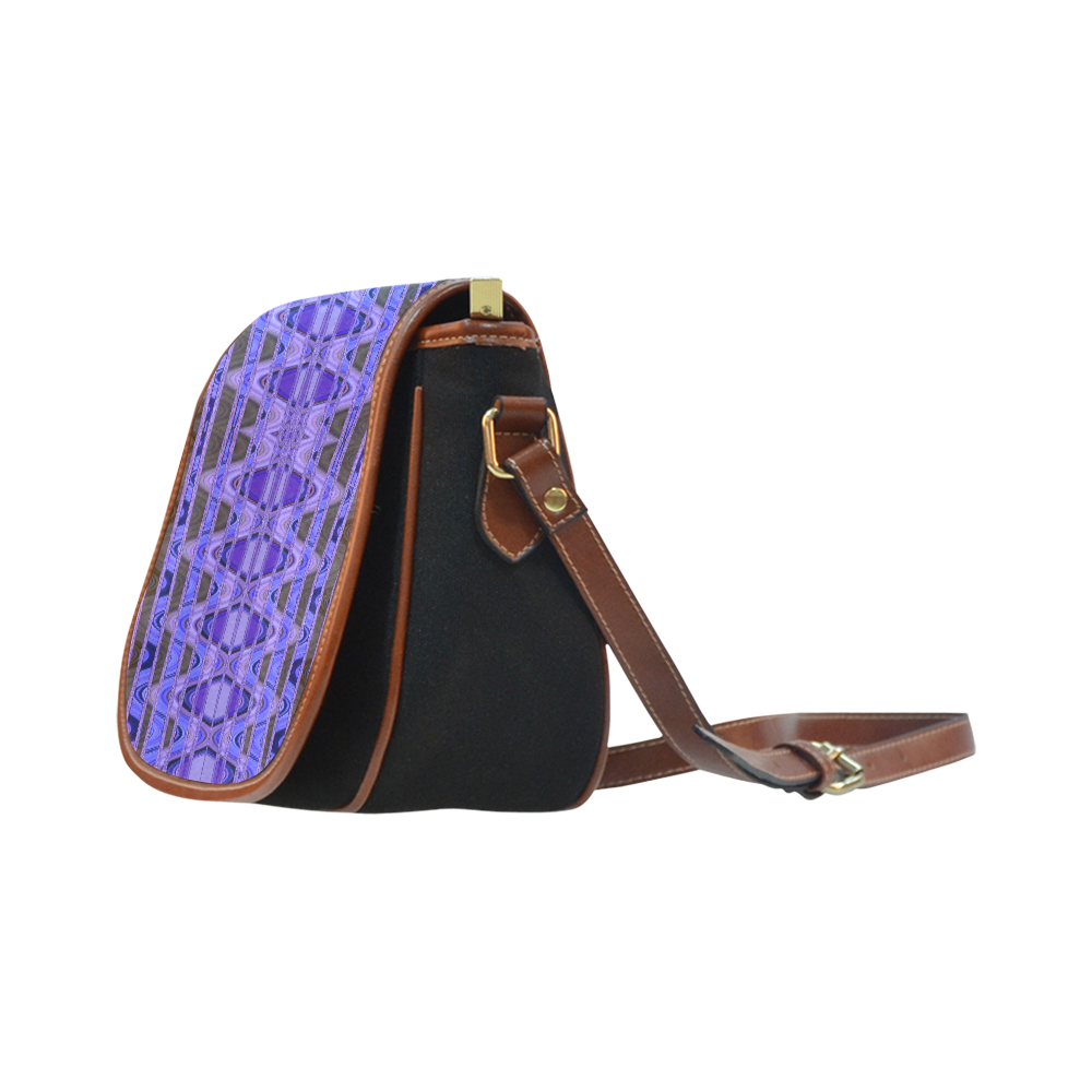 Blue Black Abstract Pattern Saddle Bag/Small (Model 1649)(Flap Customization)