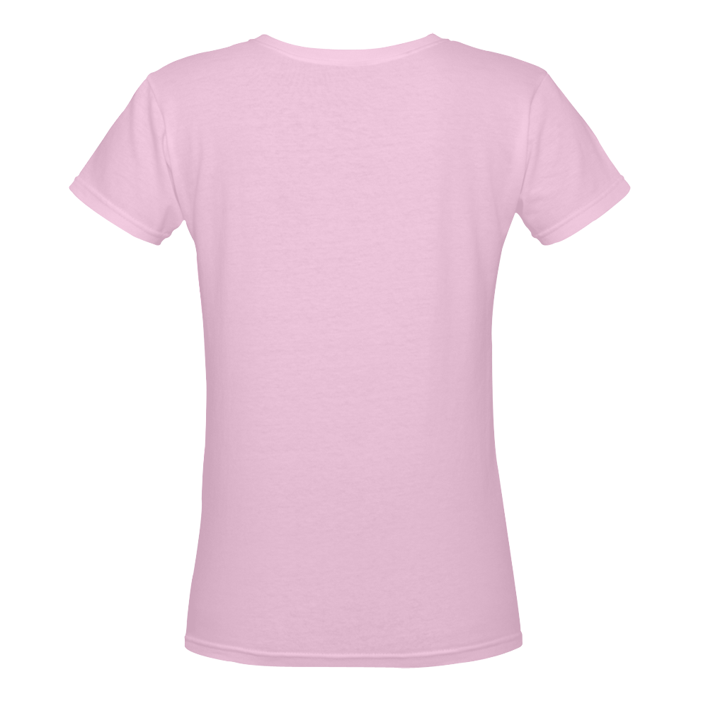 MMBB Pink Teal (light Pink) Women's Deep V-neck T-shirt (Model T19)