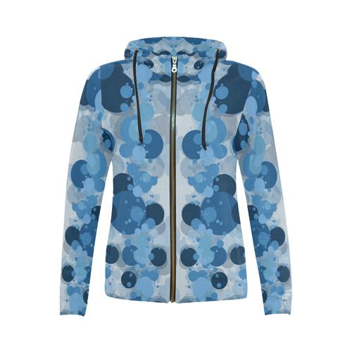 The Blues All Over Print Full Zip Hoodie for Women (Model H14)