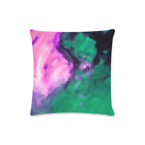 psychedelic splash painting texture abstract background in green and pink Custom Zippered Pillow Case 16"x16" (one side)