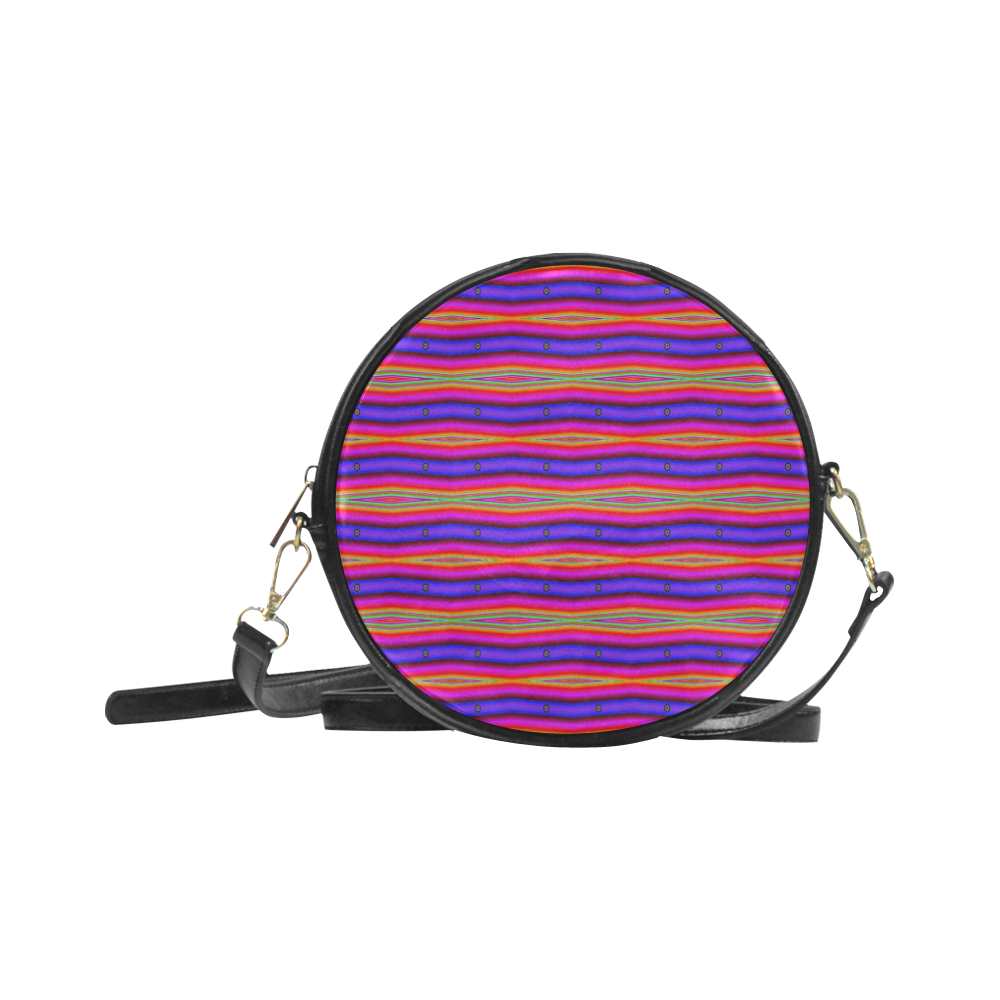 Bright Pink Purple Stripe Abstract Round Sling Bag (Model 1647)