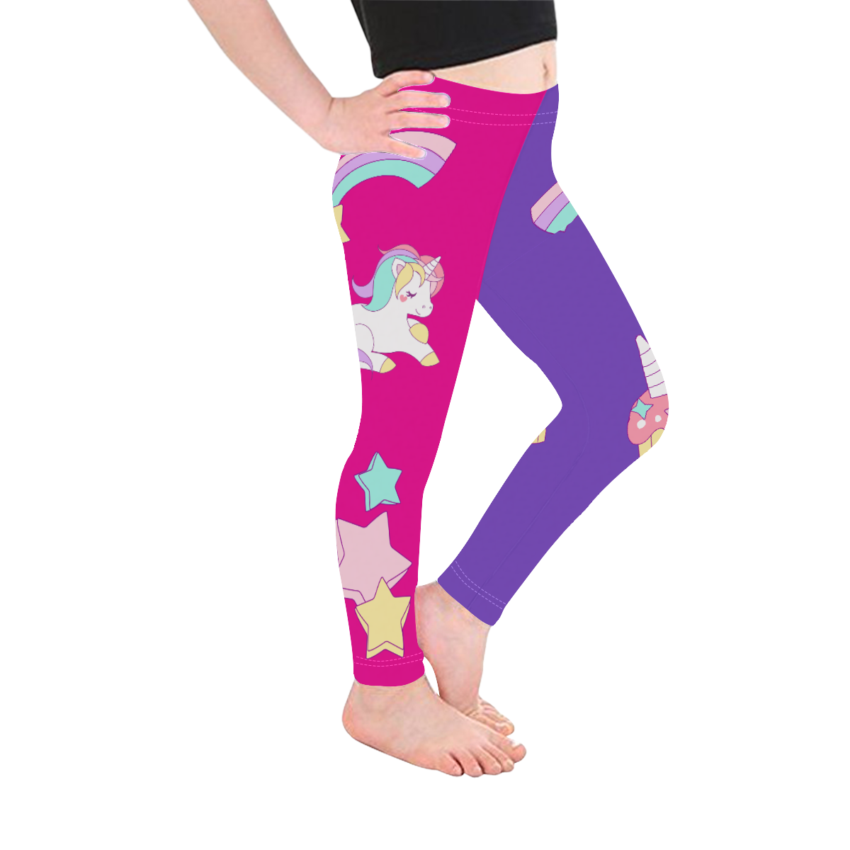 Kawaii Unicorn Rainbow Kid's Ankle Length Leggings (Model L06)