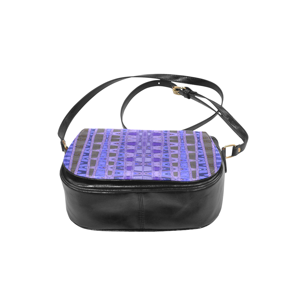 Blue Black Abstract Pattern Classic Saddle Bag/Small (Model 1648)