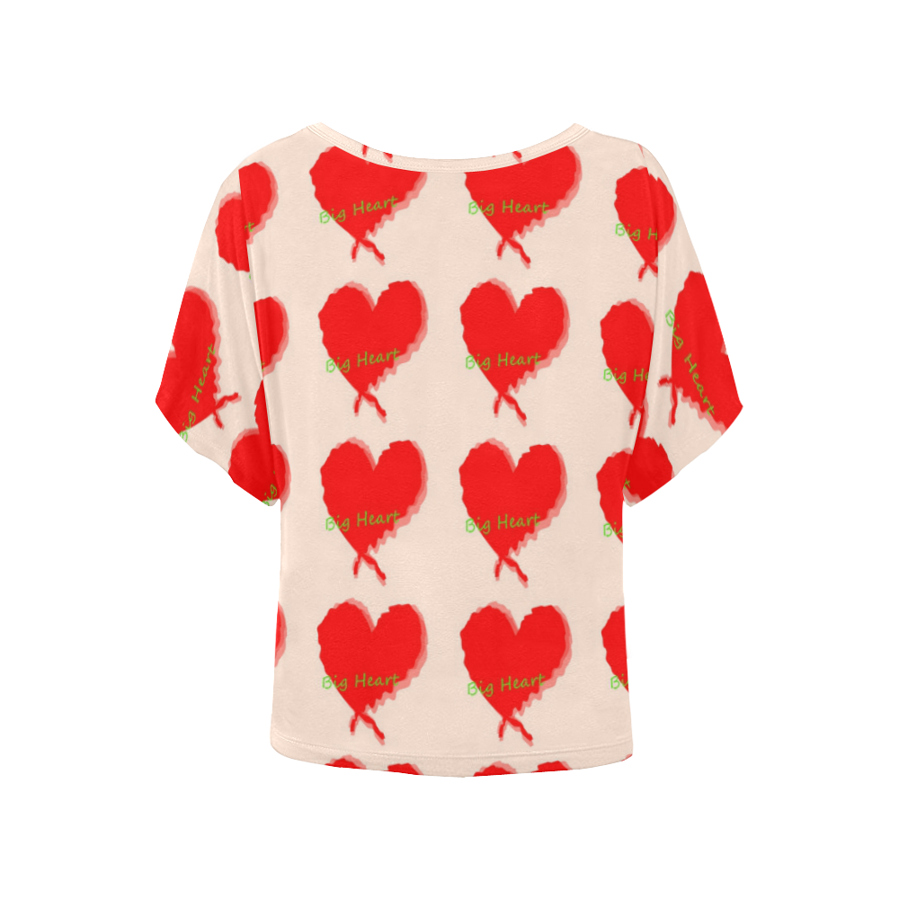 Big Heart Women's Batwing-Sleeved Blouse T shirt (Model T44)