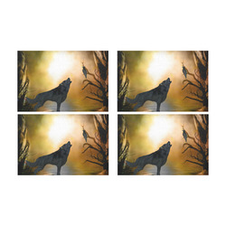 Lonely wolf in the night Placemat 12’’ x 18’’ (Set of 4)