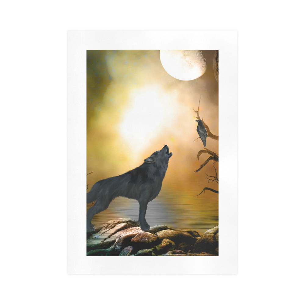 Lonely wolf in the night Art Print 16‘’x23‘’