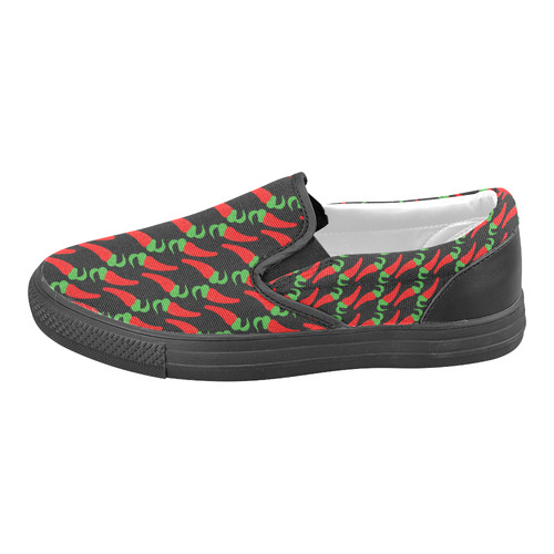 Red Hot Chilli Pepper Pattern Women's Unusual Slip-on Canvas Shoes (Model 019)