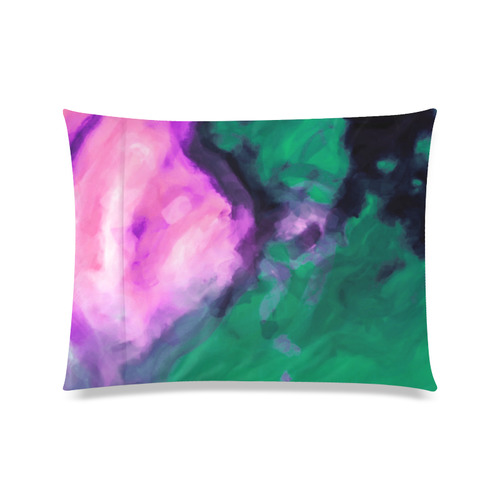psychedelic splash painting texture abstract background in green and pink Custom Zippered Pillow Case 20"x26"(Twin Sides)
