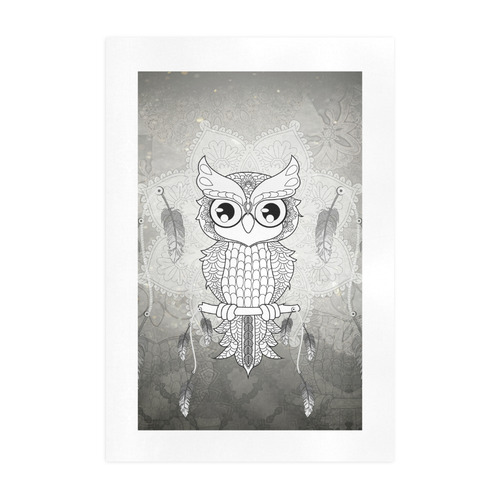 Cute owl, mandala design Art Print 19‘’x28‘’