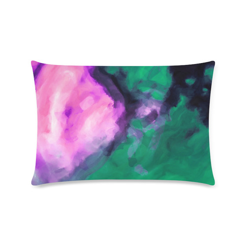 psychedelic splash painting texture abstract background in green and pink Custom Zippered Pillow Case 16"x24"(Twin Sides)
