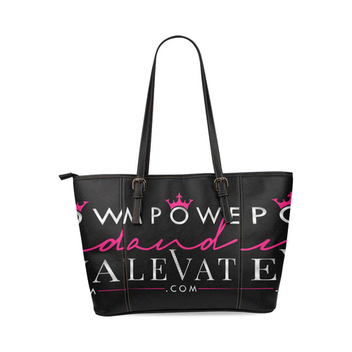 Empower and Elevate black and pink Leather Tote Bag/Small (Model 1640)