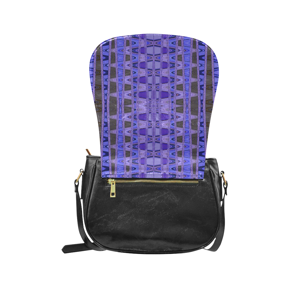 Blue Black Abstract Pattern Classic Saddle Bag/Large (Model 1648)