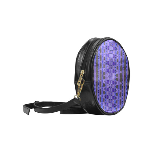 Blue Black Abstract Pattern Round Sling Bag (Model 1647)