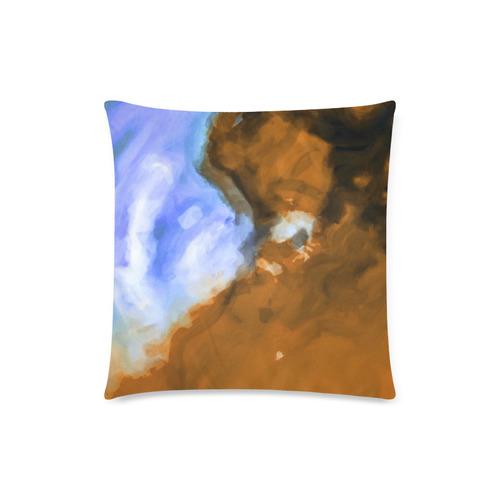 rusty psychedelic splash painting texture abstract background in blue and brown Custom Zippered Pillow Case 18"x18"(Twin Sides)