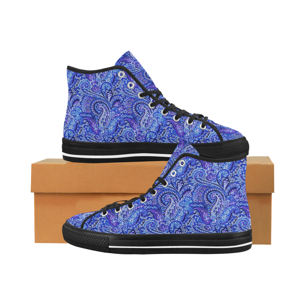 Classic Paisley Vibrant Blue Vancouver H Women's Canvas Shoes (1013-1)