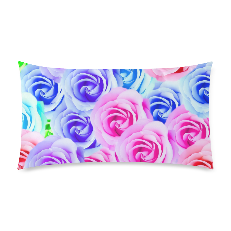 closeup colorful rose texture background in pink purple blue green Custom Rectangle Pillow Case 20"x36" (one side)