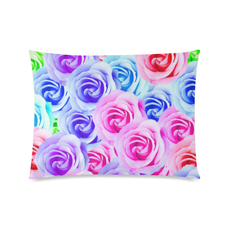 closeup colorful rose texture background in pink purple blue green Custom Picture Pillow Case 20"x26" (one side)