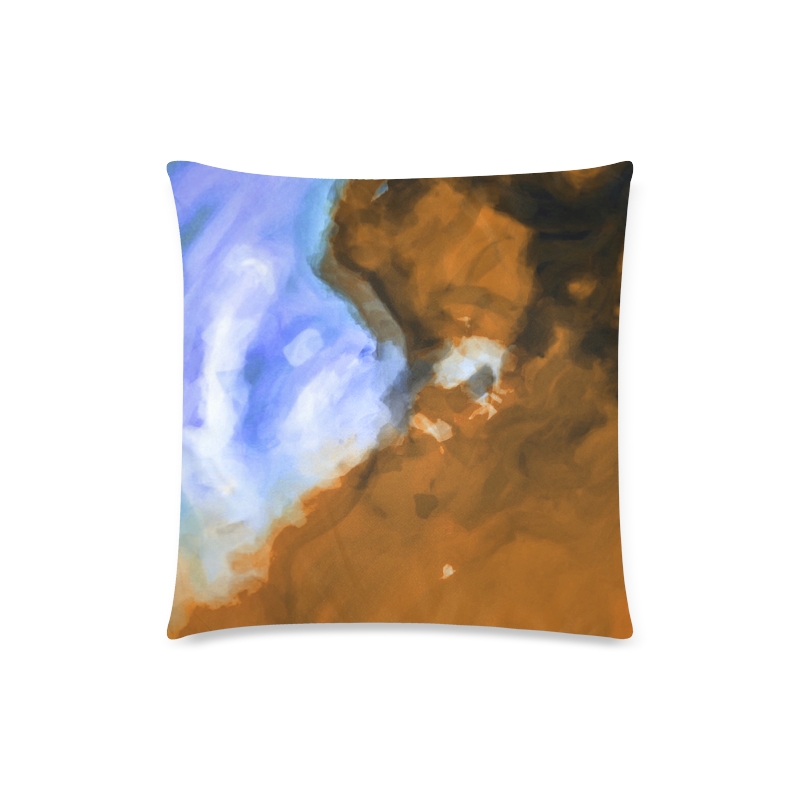 rusty psychedelic splash painting texture abstract background in blue and brown Custom Zippered Pillow Case 18"x18" (one side)