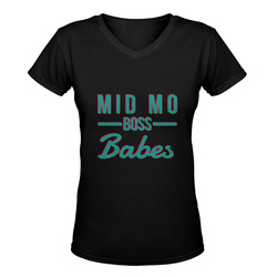 MMBB Teal Pink (black) Women's Deep V-neck T-shirt (Model T19)