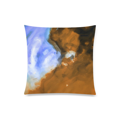 rusty psychedelic splash painting texture abstract background in blue and brown Custom Zippered Pillow Case 20"x20"(Twin Sides)