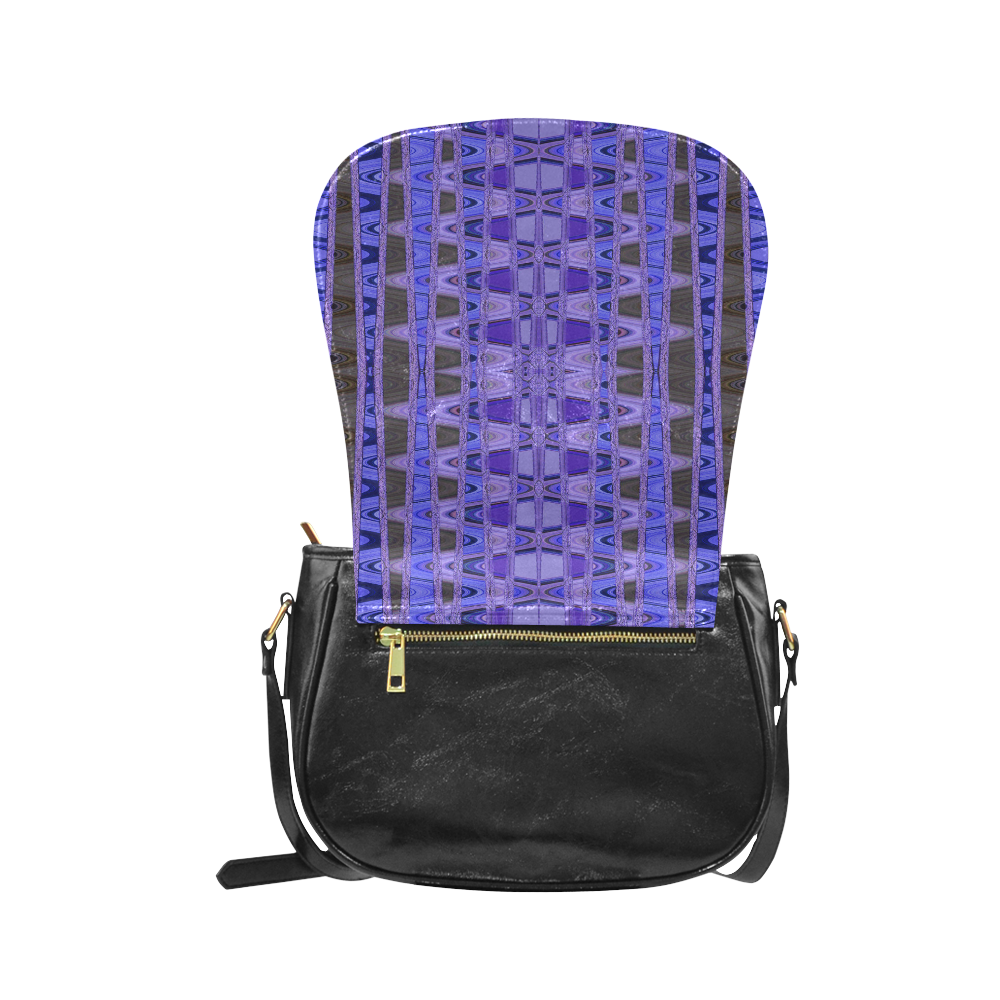 Blue Black Abstract Pattern Classic Saddle Bag/Small (Model 1648)
