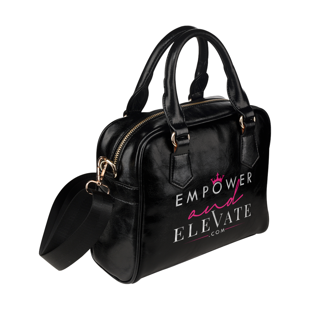 Empower & Elvate on Black Shoulder Handbag (Model 1634)