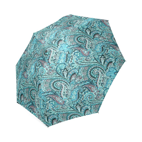 Classic Teal Paisley Foldable Umbrella (Model U01)