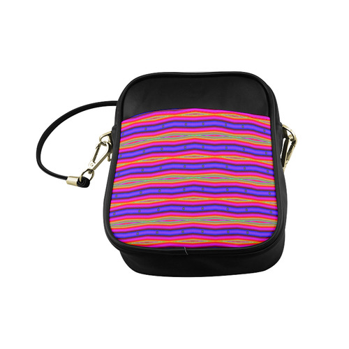 Bright Pink Purple Stripe Abstract Sling Bag (Model 1627)