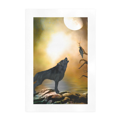 Lonely wolf in the night Art Print 19‘’x28‘’